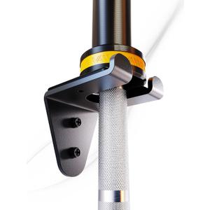 VAIIO Single Olympic Barbell Hanger,Garage Gym Bar Wall Rack,Vertical Barbell Mount Rack,Black Powder Coated,Space Saving Commercial or Home Gym Accessory,Holds Under 33mm Bar Size