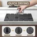 Large Stone Dish Drying Mat for Kitchen Counter, 2PCS Quick Dry Stone Dishes Mat,Foldable Water Absorbing Diatomaceous Drying Organizer Pad for Plate Rack Bottles Utensils(Dark Gray 16"x12" & 8x4")