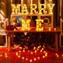 Hortsun Marry Me Light up Letters Proposal Decorations Will You Marry Me Sign Rose Petals 24 LED Candles Romantic Night Light for Proposal Engagement Wedding Anniversary Valentine's Day(Red)