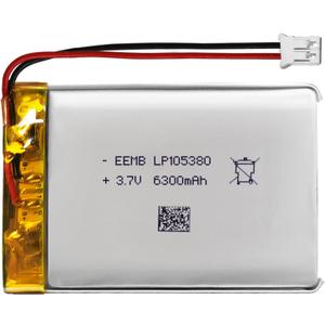 EEMB Lithium Polymer Battery 3.7V 6300mAh 105380 Lipo Rechargeable Battery with Wire JST 2.0mm Connector for Speaker and Wireless Device- Confirm Device & Connector Polarity Before Purchase