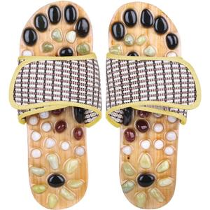 Acupressure Massage Slippers with Earth Stone, Therapeutic Reflexology Sandals for Foot Acupoint Massage Shiatsu Arch Pain Relief, Fit Women 6-7 Feet Size