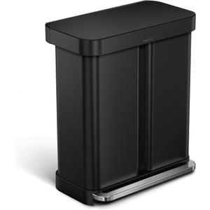 simplehuman 58L Liner Rim Rectangular Recycler, 24L+ 34L, Matte Black