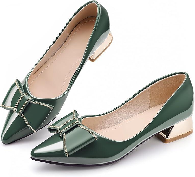 Women's Chunky Closed Toe Low Block Heels Work Pumps Comfortable Dress Wedding Shoes for Party Office, 270 (10.5)