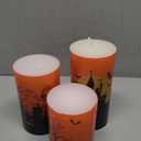 Retisee 3 Pieces Halloween Battery Operated Candles with Timer Real Wax Flickering Flameless Candles Witch Bats Castle LED Candles Electric Candles Halloween Table Decor LED Pillar Candles for Kids