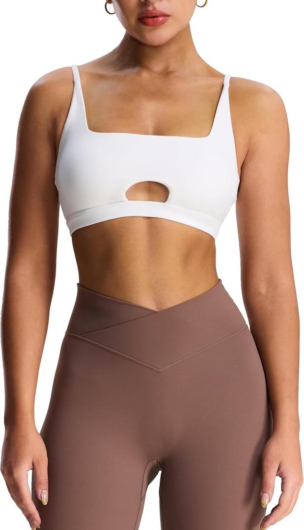 Aoxjox Women's Workout Ellie Sports Bra Cutout Training Fitness Running Yoga Crop Tank, L