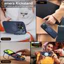 Magnetic & Stand for iPhone 16 Pro Case with 9H Screen & Lens Protector[Fit for Magsafe][Metal Kickstand][Colorful Frame] Translucent Matte Back Skin-Touch Case for iPhone 16 Pro Blue