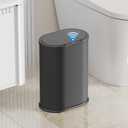 1.6 Gallon Automatic Bathroom Trash Can, 6L Touchless Motion Sensor Garbage Can with Lid, Smart Stainless Stee Trash Bin for Narrow Spaces, Bathroom, Office, Bedroom, Living Room (Black)