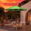 EliteShade USA 10-Year-Non-Fading 10ft Market Patio Umbrella, Commercial Grade Table Sun Umbrella with 80 Solar LED Lights, Crank Open, Windproof & UPF 50+ UV Protection for Garden, Deck, Pool, Backyard, Macaw Green