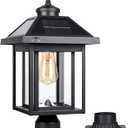 Solar Post Light with Pire Mount Base, Outdoor Dusk to Dawn Waterproof Aluminum Lamp Bright Sandy Colored LED Solar Powered for Pole Pillar Gates Yard Deck Garden Decoration