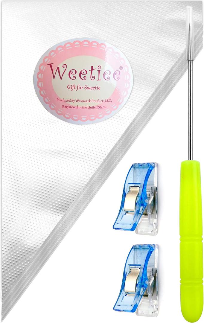 Tipless Piping Bags - 100pcs 12-Inch Disposable Piping Pastry Bag for Royal Icing/Cookies Decorating - Best Frosting Icing Bags Cookie/Cake Decorating Tools - Bonus 2 Clips &1 Scriber Needle