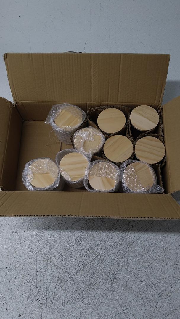 SHOWIN 8 OZ Thick Candle Jars for Making Candles 10 Pcs, Clear Empty Jars with Wood Lids for Candle Making, Sample Container