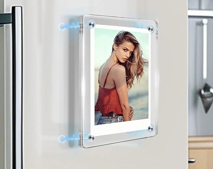 GVBLKGX 6-Pack 2.36"x3.54" Magnet Frames for Refrigerator – Fun & Aesthetic Magnetic Picture Frames for Polaroid & Fujifilm Instax Mini, 3-Inch Photo Holders for Pegboard, School Locker Decor