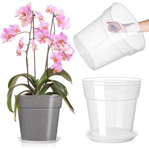 Baderke 3 Pack Clear Nursery Pot Plastic Nursery Pot Large Plant with Drainage Holes for Root Health Indoor Outdoor (11.65 Inches)