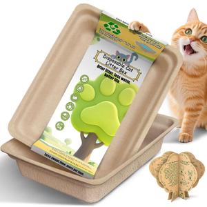 Disposable Litter Box for Cats Large,  2  Pack 17.5X 13.5in Leak-Proof
