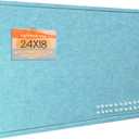 Bulletin Board, 24 x 18 inches Felt Board Decorative Pin Board, Cork Board Alternative for Wall, Foldable Self-Adhesive Vision Board Mood Board with 20 Pushpins - Turquoise Blue