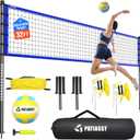 Portable Volleyball Net Set for Backyard, Beach & Outdoor - Regulation Size, Height-Adjustable Poles, PU Volleyball with Pump, Carrying Bag (C-Deep Blue)