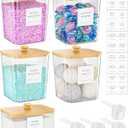Moforoco 3+1 Pack Bamboo Laundry Pods Container, Acrylic Clear Laundry Room Organization Containers,Large Laundry Pods Holder for Scent Booster Detergent Powder Storage Containers Lids & Labels