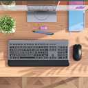 KOPJIPPOM Silent Wireless Keyboard and Mouse Combo - Keyboard with Large Print Cover, 2.4GHz Full-Sized Ergonomic Keyboard with Wrist Rest and Mouse for Laptop, PC, Notebook, Desktop