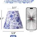 Chandelier Shades Set of 6 Clip-On,Small Empire Lamp Shades Printed Fabric 3.1" x 5.9" x 5.1" for E12 Candelabra Bulbs, Blue Bird Floral Design Light Covers for Chandeliers, Wall Sconces, Table Lamps