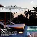 JEAREY 8x10 ft Rectangular LED Lighted Patio Umbrellas Outdoor Solar Table Market Umbrella w/Crank, 8 Sturdy Ribs, UV Protection Waterproof Sunproof(Black-White Stripe)