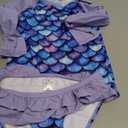UMELOK Girls Rashguard Swimsuit Long Sleeve Bathing Suit Purple, Mermaid 10Y