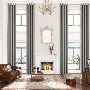 Blackout Extra Long Curtains,95% Room Darkening Draperies for High Ceiling, Soft Textured Thermal Insualted Blackout Tall Curtains 18ft Length(Light Grey,1 Panel,52 x 216 Inch)