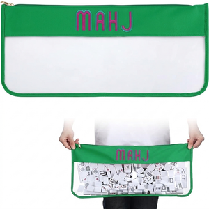 1 PCS American Mahjong Bag - Empty Mahjong Tiles Bag Only with Zippered & Letters, Case Only(Green,Moh-jong)