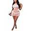 Kafiloe Women Sexy 2 Piece Outfits Clubwear One Shoulder Metallic Bodysuit Top Night Party Club Mini Skirt Set (Large, PInk)
