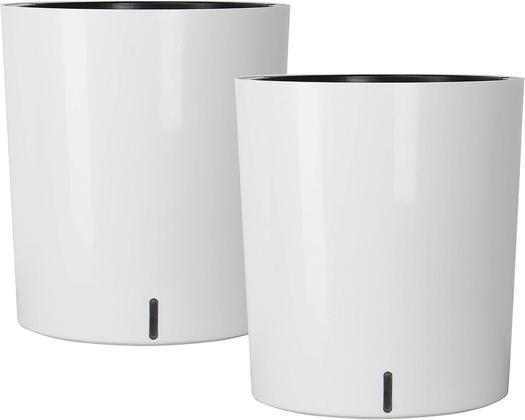 SAROSORA Large Round Self Watering Planter Pot 12.5'' 2-Pack for Home Garden Patio Tall Tree(White 2-Pack), 12.5 inches x 14 inches