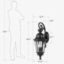 Outdoor Light Fixtures, HWH Exterior Wall Sconce Lantern with Seeded Glass, 29'' Large Outdoor Wall Lamp Antique Porch Light for Patio Garage Entryway, Matte Black Finish, 5HW90B-L BK