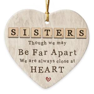 Sister Christmas Ornament 2025 - Xmas Gifts for Sisters Far Away on Birthday, Unique Bestie Soul Sister Gifts for Women, Cute Friendship Ornament for Christmas Tree Decorations