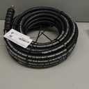 YAMATIC 3/8" Pressure Washer Hose 50FT with Stainless Steel Quick Connector, 5000PSI Rubber Power Washer Replacement Hose, Steel Wire Braided, Compatible with Simpson, Craftsman, Champion
