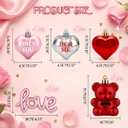 16pcs Valentines Day Decorations Heart Ornaments for Tree Romantic Hanging Ornaments for Christmas Tree Bear Heart Shaped Valentines Decor for Wedding Xmas Valentine Anniversary