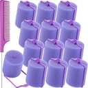 Syhood 12 Pcs Jumbo Foam Sponge Hair Rollers 1.89 Inch Soft Sleeping Curlers Flexible Large Foam Rollers and Rat Tail Comb for Hair Styling(Purple)