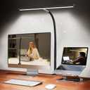 LED Desk Lamp with Clamp, 17" Stepless Dimming Light, Black