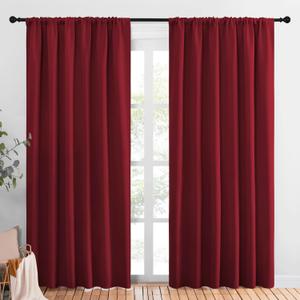 NICETOWN Christmas Burgundy Blackout Curtains and Drapes - Thermal Insulated Solid Rod Pocket Blackout Draperies/Panels for Guest Room (1 Pair, 70 by 84-Inch)