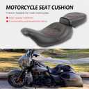 Low-Profile Leather Seat Pillion Passenger Rider Seat Set Compatible with Harley Touring Road King Street Glide Road Glide Electra Glide CVO 2009-2023 (Red stitching)