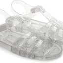 Toddler Sandals Jelly Shoes Girls Unisex Boy Flat Retro Slides Clear Kids Water Slippers Slingback Summer Beach Size 8 Adjustable Buckle Glitter Dress Soft