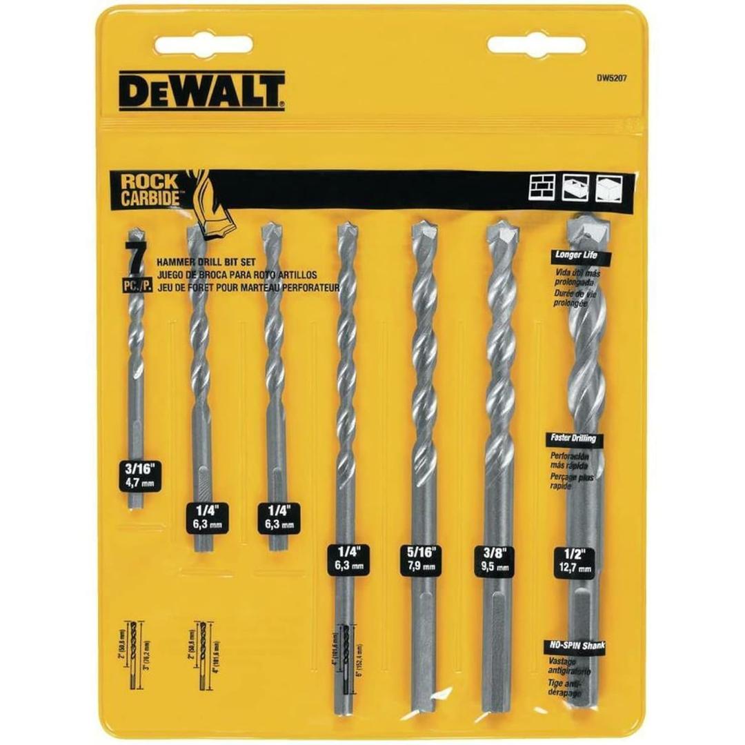 7-Piece Percussion Masonry Drill Bit Set