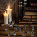 12PCS Mini Tombstones for Halloween Decoration, Resin Miniature Gravestones for Terrarium, Mini Headstones, Small Graveyard Set, Gothic Cemetery Figurines for Haunted House, Tabletop Displays (Black)