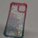 for iPhone 14 Case Glitter, iPhone 13 Case with Screen Protector, Women Girls Kids Girly Cute Bling Liquid Sparkle Soft TPU Slim Silicone Shockproof Phone Cover for iPhone 13/14 -Pink Blue