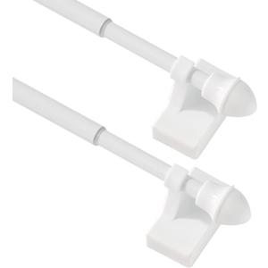 Magnetic Curtain Rods for Metal DoorsNo Tools Required,Multi-Use Adjustable Appliance for Windows Iron Steel Places, White (9-16 Inch | 2 Pack)