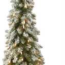 National Tree Company 3 ft Pre-Lit Flocked Downswept Forestree Mini Artificial Christmas Tree,50 Clear Lights, 198 Tips, Metal Plate Base, Green
