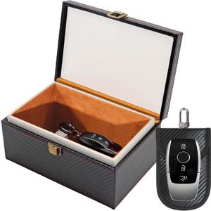 Faraday Box for Car Keys, Faraday Key Fob Protector Box, Anti Theft Car Keys Faraday Cage, Keyless Entry Protector Faraday Pouch for Key fob, RFID Signal Blocking Box(Black,S)