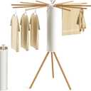 SUNOUTLY Tripod Clothes Drying Rack, Garment Rack Portable and Foldable Space Saving Laundry Drying Rack - Dryer Rack Clothing Floor Folding Balcony Bedroom Household, 3 Legs - 12 Rods