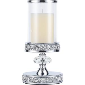 Candle Holder for Pillar Candle, Pillar Candle Holders for Wedding, Coffee Dining Table, Christmas, Table Centerpieces, Home Dcor ZXC048D (1 Crystal Ball)