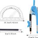 3 x Unjoo Compass and Protractor Set, 6 Inch Protractor with Swing Arm (Blue)