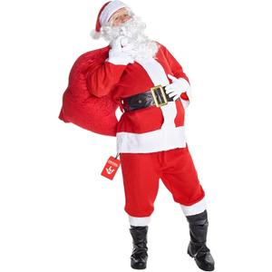 Morph Santa Costume, Deluxe Santa Claus Costume for Men, Christmas Suit for Men, Christmas Costumes Adults (Red)