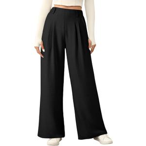 EVALESS Women's Wide Leg Pants High Waisted Business Work Casual Trousers 2026 Summer Comfy Palazzo Pants with Pockets (X-Large, Black)