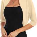 MINTLIMIT Women's Chiffon Batwing 3/4 Sleeve Open Front Shrug Bolero Cardigan Elegant Cropped Cardigans for Evening Dress (White, XL)